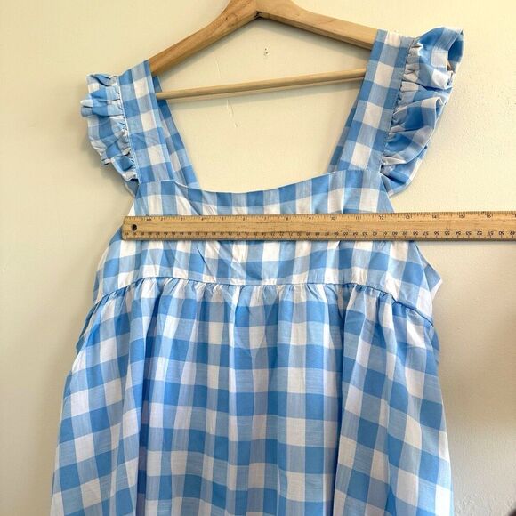 MISS SPARKLING fluter square neck mini ruffle blue gingham dress size Xl - Picture 8 of 12